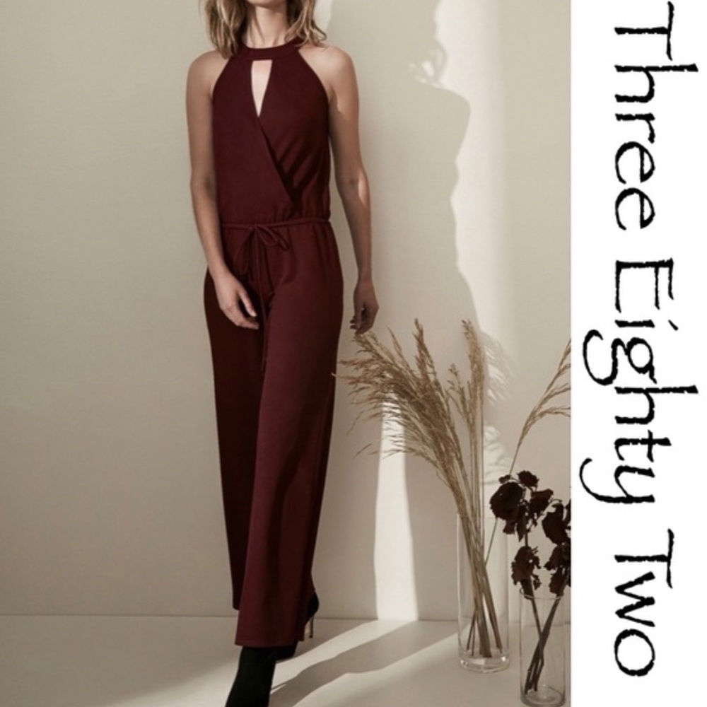THREE EIGHY TWO Corri Burgundy Wine Jumpsuit NEW